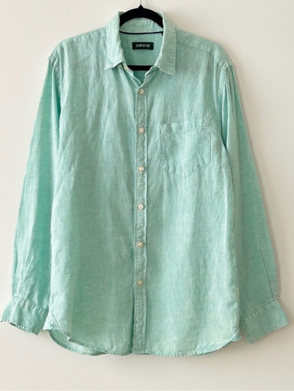 Orvis Mint Green Linen Button-Down Shirt